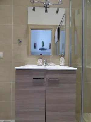a bathroom with a sink and a shower at Casa Sicana in Palermo