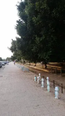 a row of white barriers on the side of a road at Casa Marta in Palermo