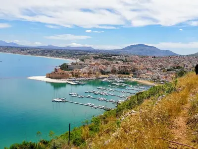 a view of a harbor with boats in the water at Casa Mariú in Castellammare del Golfo
