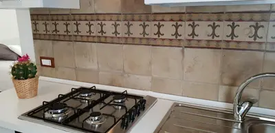 a stove top oven next to a sink in a kitchen at DE MEO Guest House in Castellammare del Golfo