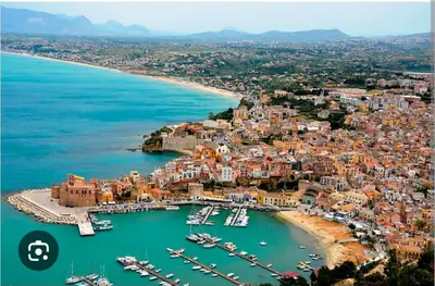 an aerial view of a harbor with boats in the water at Appartamento 