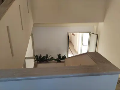 an empty room with a mirror and plants in it at Casavacanze corallo in Isola delle Femmine
