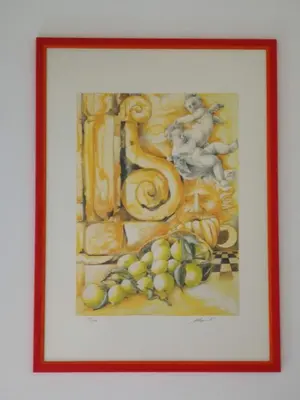 a framed painting of a number six with fruit at Stranizza d'amuri, al Capo vero cuore di Palermo vedi anche atocà1 in Palermo