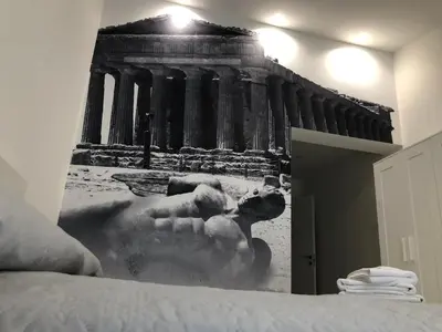 a black and white photo of a building at Amantea Monument in Terrasini