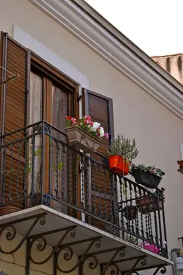 a balcony with two potted plants on it at Mau House 44 Apartment in Palermo