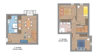 two diagrams of a floor plan of a house at Casa PAN (Percorso Arabo Normanno) in Palermo
