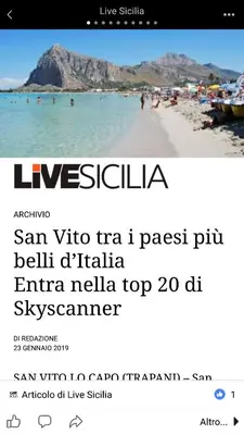 a screenshot of a website of a beach at Casa Sabrina in San Vito lo Capo