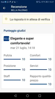 a screenshot of a cell phone screenshot of a cell phone text message at BELLA PALERMO in Palermo
