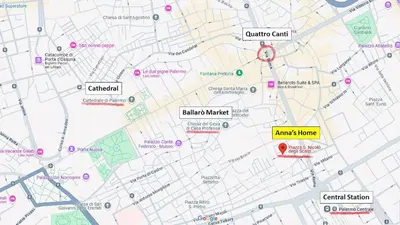 a map of the city of amsterdam with landmarks at Anna's Home in Historical Center in Palermo