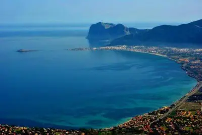 an aerial view of a large body of water at Bellevue del Golfo Hotel & Spa in Sferracavallo