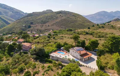 an aerial view of a house in the mountains at 5 Bedroom Nice Home In Monreale in Monreale
