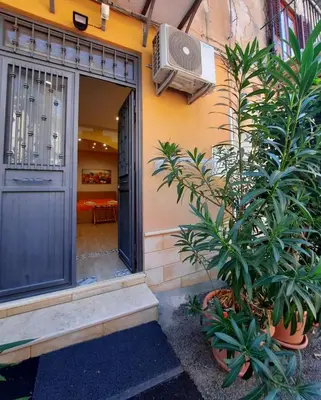 a front door of a house with a plant at Il Sole della Guilla in Palermo