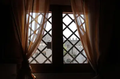 an open window with a view of a city at Casa Vacanze Caccamo Santa Lucia in Caccamo