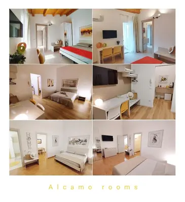 a collage of four pictures of a room at Alcamo Rooms con GARAGE privato in Alcamo
