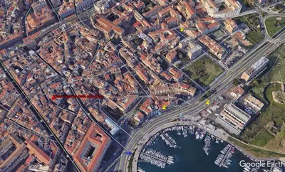 an overhead view of a city with a river and roads at Betta splendens in Palermo