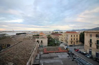 an aerial view of a city with buildings at Seaview Apartments in Palermo