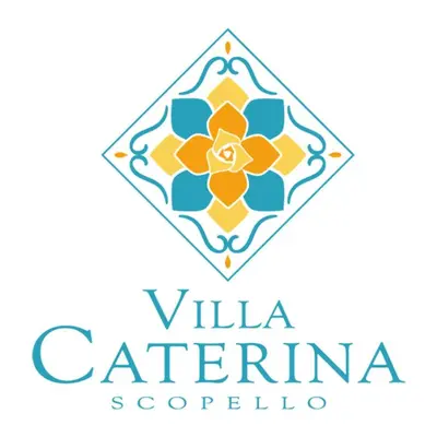a logo for a restaurant with a flower in the middle at Villa Caterina Scopello in Scopello