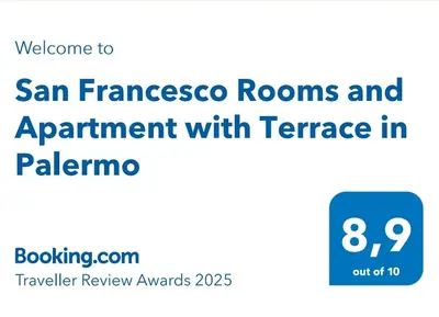 a screenshot of a cell phone with the text san francisco rooms and appointment with at San Francesco Rooms and Apartment with Terrace in Palermo Locazione Turistica in Palermo