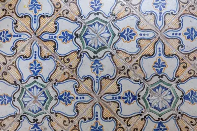 a close up of a blue and white tiled floor at Ajutamicristo Domus by DomuSicily in Palermo