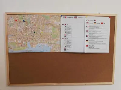 a bulletin board with a map on it at Monfenera Apartment 3 in Palermo