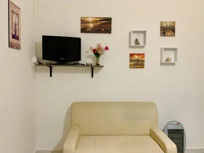 a living room with a couch and a flat screen tv at Monfenera Apartment 3 in Palermo