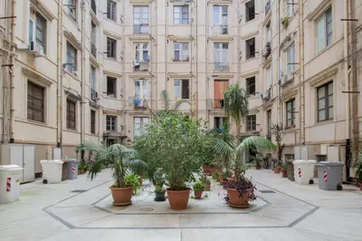 a courtyard with potted plants in front of a building at B&B Babbaluci - Centro Storico in Palermo