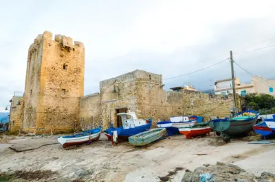 a group of boats parked in front of a building at Airport sicily home palermo in Carini
