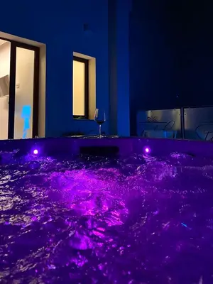 a purple floor with purple lights in a room at Stabile HolidayHome in Castellammare del Golfo