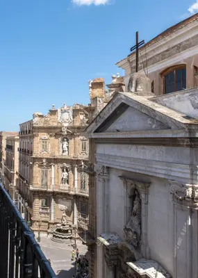 a view from the balcony of a building at Villena Plaza by Wonderful Italy in Palermo