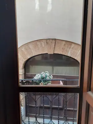 a glass window with a vase on a shelf at Home Casa Professa 1 in Palermo