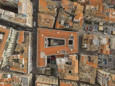 an aerial view of a city with buildings at Paccamora by Maravigghia Palermo in Palermo