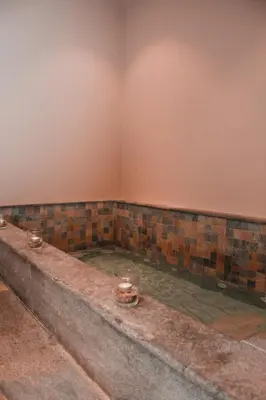 a pool of water in a room with a wall at Principe Alogna Hotel & SPA in Altavilla Milicia