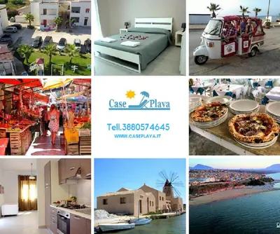 a collage of photos of a collage of food at Case Playa Resort Balestrate in Balestrate