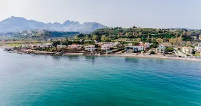 an aerial view of a beach with houses and the water at Villa Silvia by Ville in Palermo in Casteldaccia