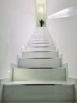 a stairway with a potted plant in the background at SCRUSCIU HOME in Terrasini