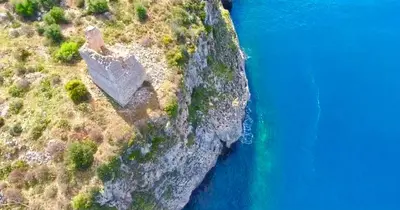 an aerial view of an island near the water at Villa Marcione Garden & House in Cinisi