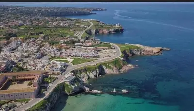 an aerial view of a town on the edge of the ocean at Le Case Vacanze di Federico in Terrasini