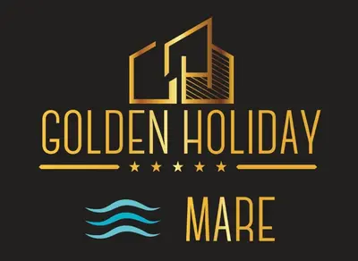 a logo for a golden holiday market with a wave at Golden Holiday Villas Private Pools in Sicily in Terrasini