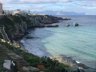 a view of a beach with the ocean at By the Sea Apartment #4 in Terrasini