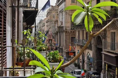 a street with buildings and plants in a city at iFlat Palazzo Ragusi in Palermo