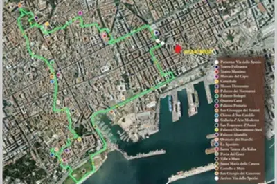 a map of a city with green highways at Fra la città storica e quella ottocentesca in Palermo