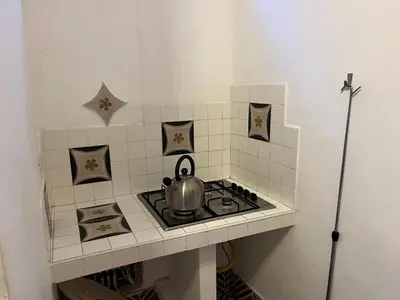 a stove with a tea kettle on top of it at FraLePorte Vintage Apartment in Palermo