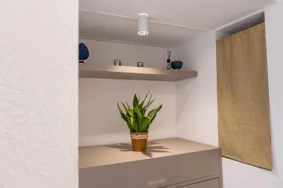 a plant sitting on a shelf in a room at Barlaman Luxury Rooms in Palermo