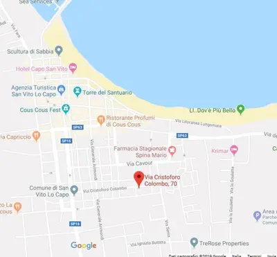 a map of sorrento and its attractions at CASE COLOMBO E MATTARELLA by Trerose Properties - Appartamenti centrali con wi-fi e posto auto privato gratuito in San Vito lo Capo