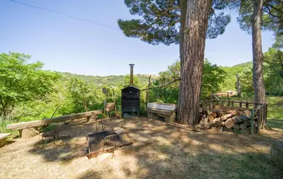a backyard with a grill and a tree at Nocellara in Alia