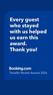 a blue picture with the words every guest who stayed with us helped us earn this at A casa di Mara in Mondello