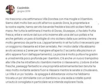 a screenshot of a page of a document at Villa Dorotea con piscina in Trappeto