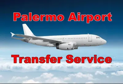 an airplane flying in the sky with the words malaria airport transfer service at Airport Home TUREI & BRINGO Car Rental in Cinisi