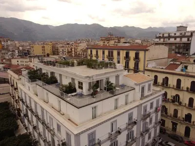 an aerial view of a city with buildings at Attico 37 - Comfort room con terrazza privata in Palermo