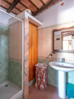 a bathroom with a sink and a shower at Villa New Charme in Castellammare del Golfo
